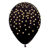Ballon Zwart met Gouden opdruk Confetti (1st)